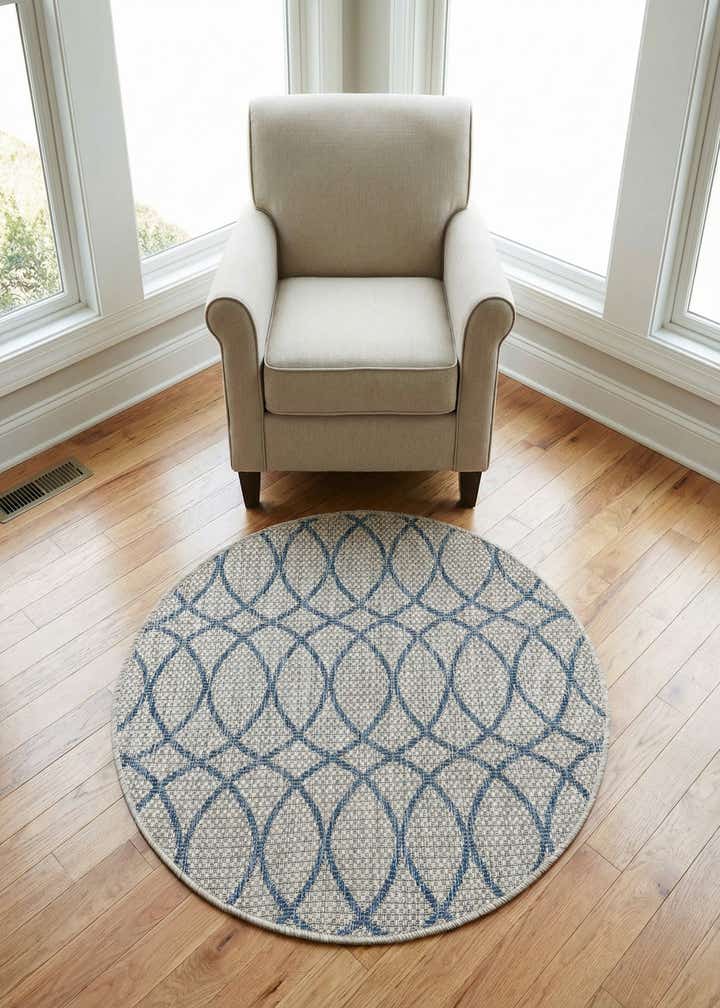 3' x 3' Easy-Clean Trellis Indoor / Outdoor Round Rug