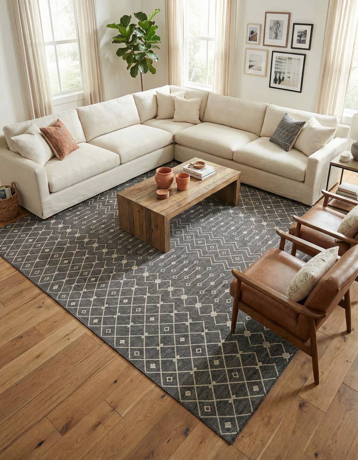 Detail image of 13' x 13' Easy-Clean Trellis Indoor / Outdoor Square Rug