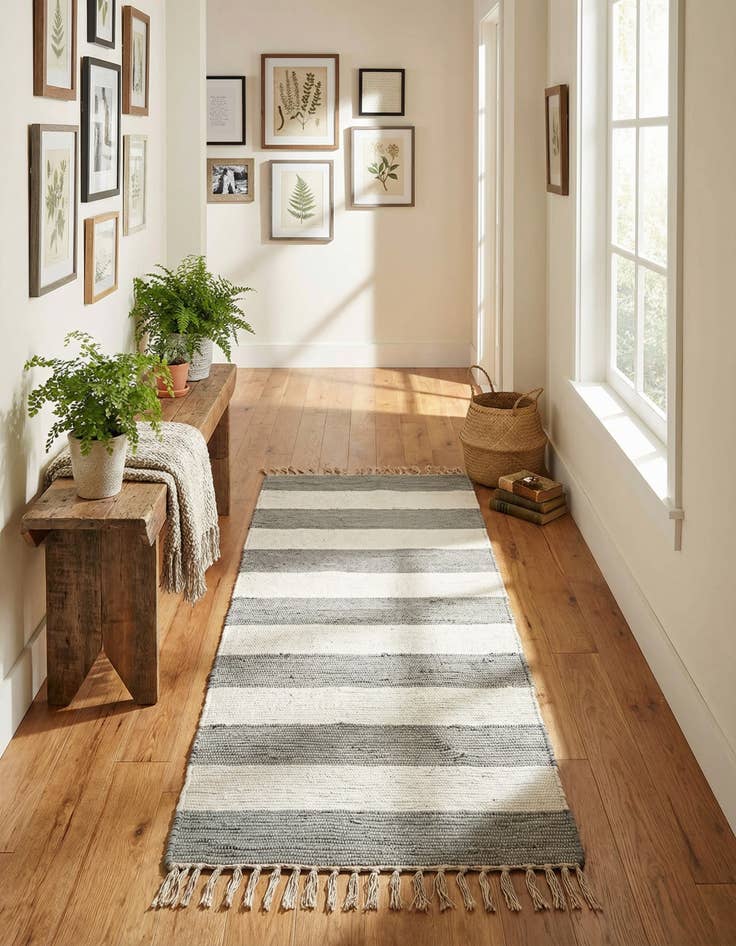 Detail image of 2' 7 x 6' 1 Hand Woven Chindi Rag Runner Rug