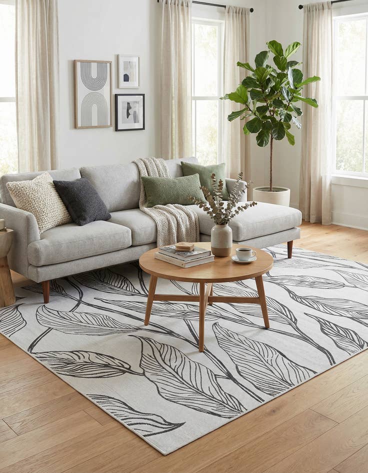 Detail image of 9' x 12'  Washable Botanical Indoor / Outdoor Rug