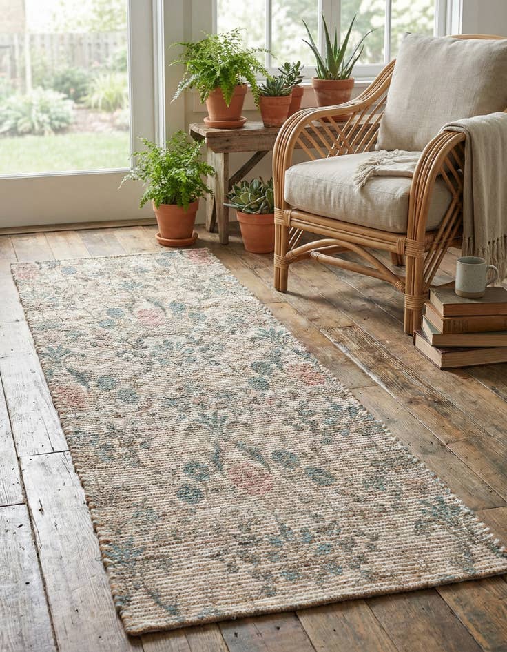 Detail image of 2' x 6' 1  Hand Woven Chenille Jute Runner Rug