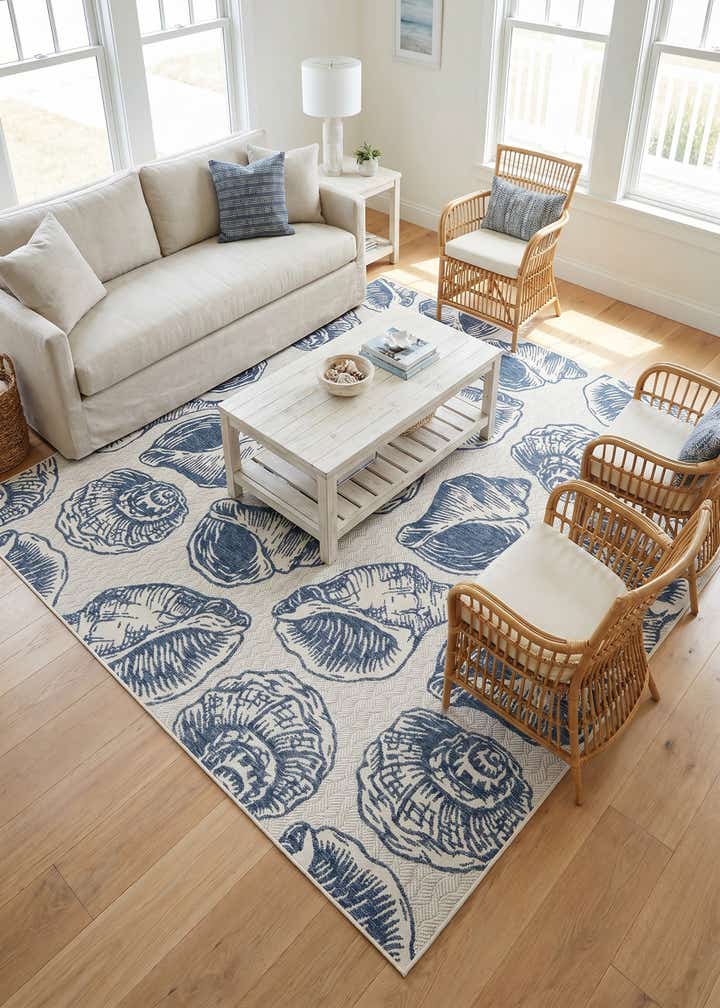 10' x 10' Easy-Clean Coastal Indoor / Outdoor Square Rug