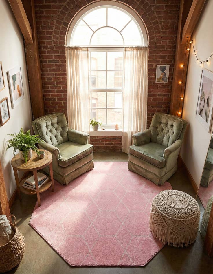 Detail image of 5' 3 x 5' 3 Lattice Frieze Octagon Rug