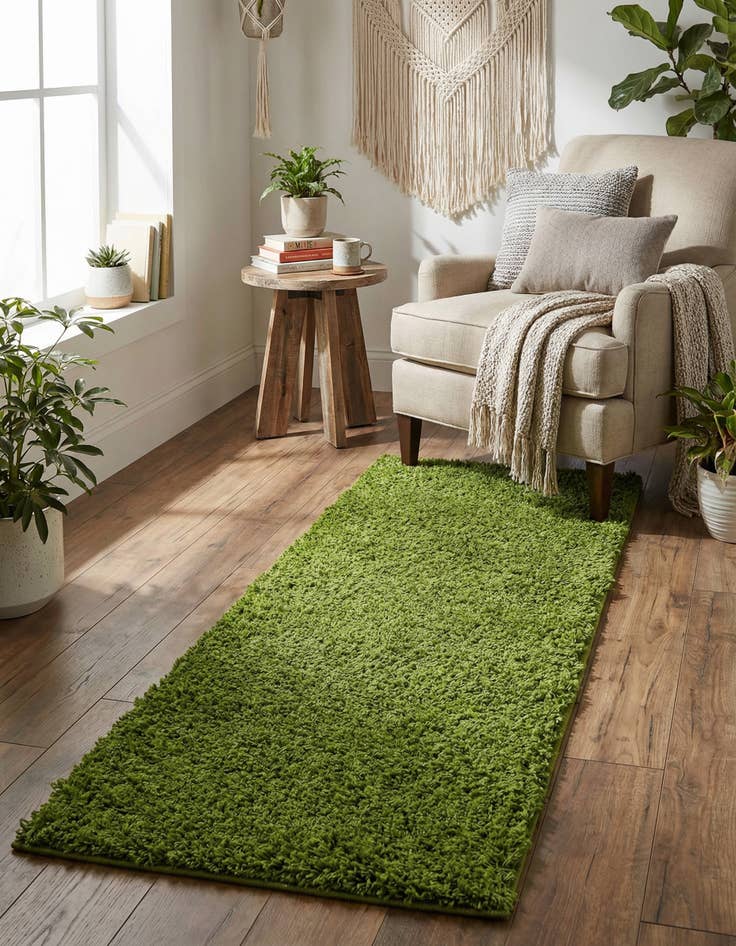 Detail image of 2' x 5' Solid Shag Runner Rug