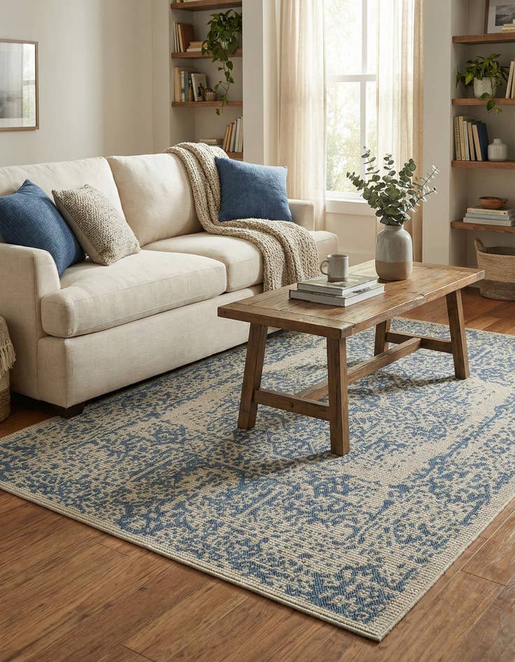 Detail image of 5' 3 x 7' Washable Traditional Indoor / Outdoor Rug