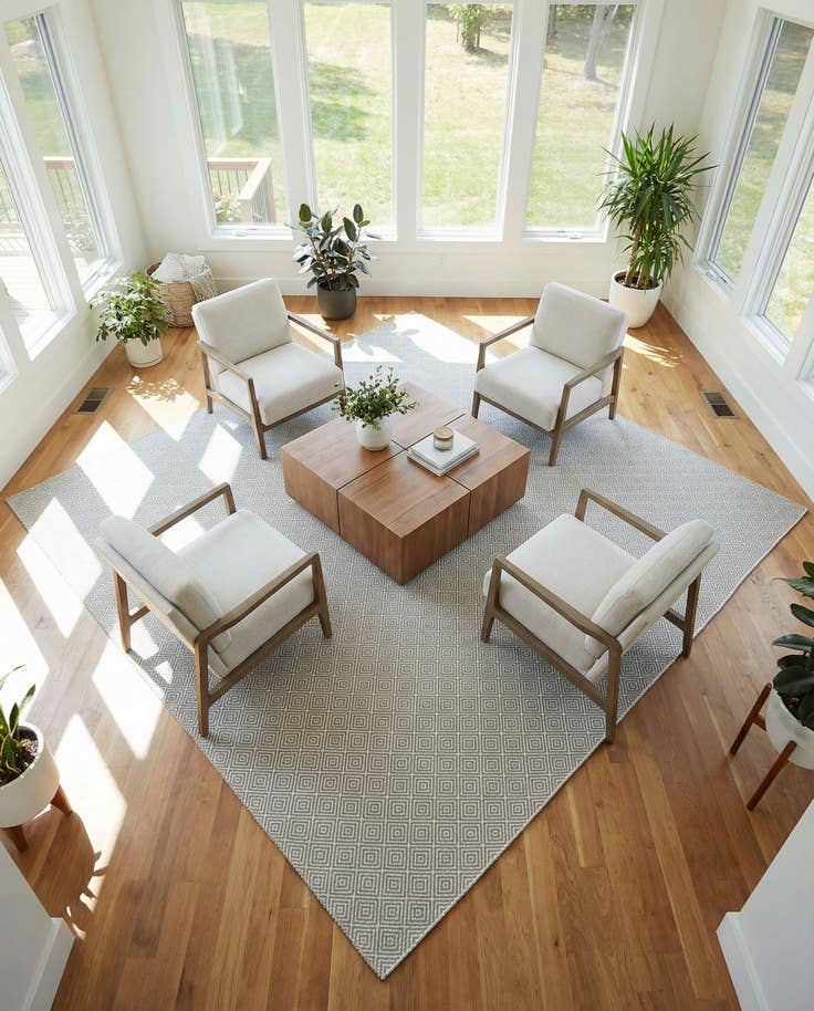 Detail image of 10' x 10' Hand Woven Geo Trellis Flatweave Square Rug