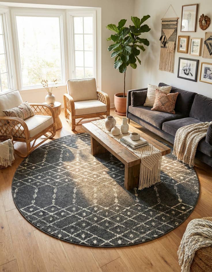 Detail image of 7' 10 x 7' 10 Paxon Trellis Round Rug