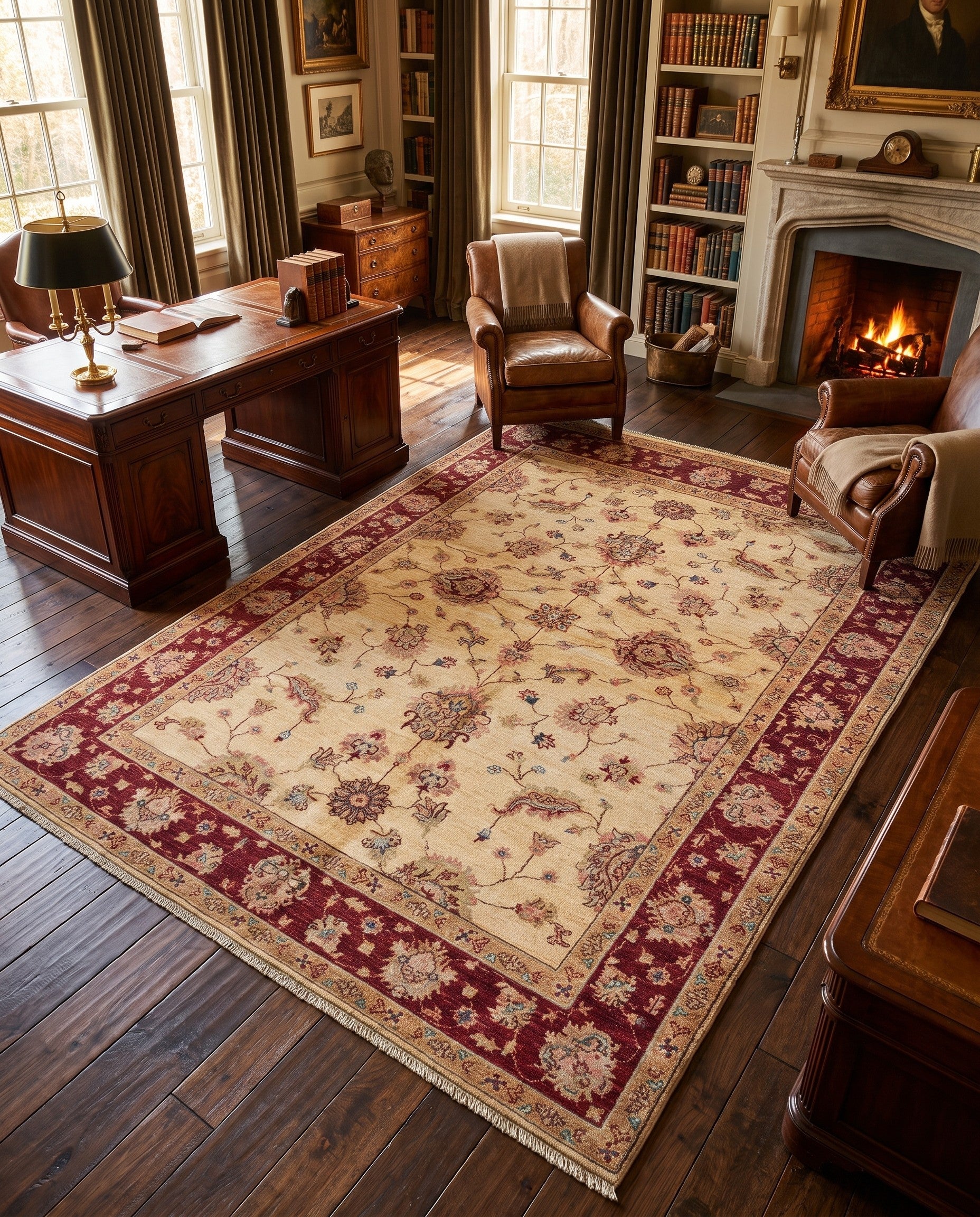 Detail image 3 of 10: 5' 8 x 8' 5 Hand Knotted Ziegler Rug
