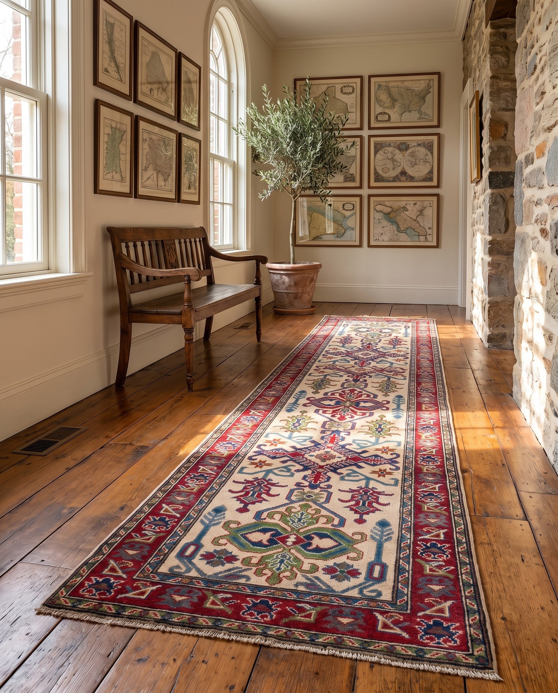 80cm x 295cm Hand Knotted Kazak Runner Rug