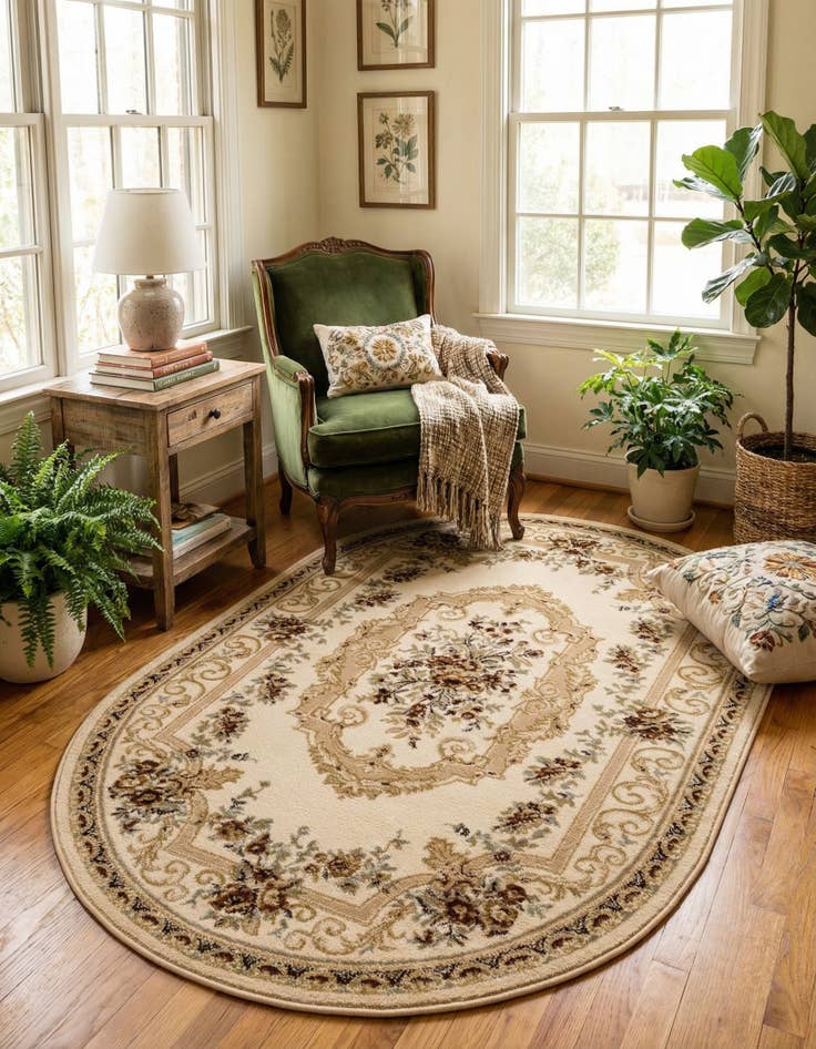 Detail image of 4' x 6' Classic Aubusson Oval Rug