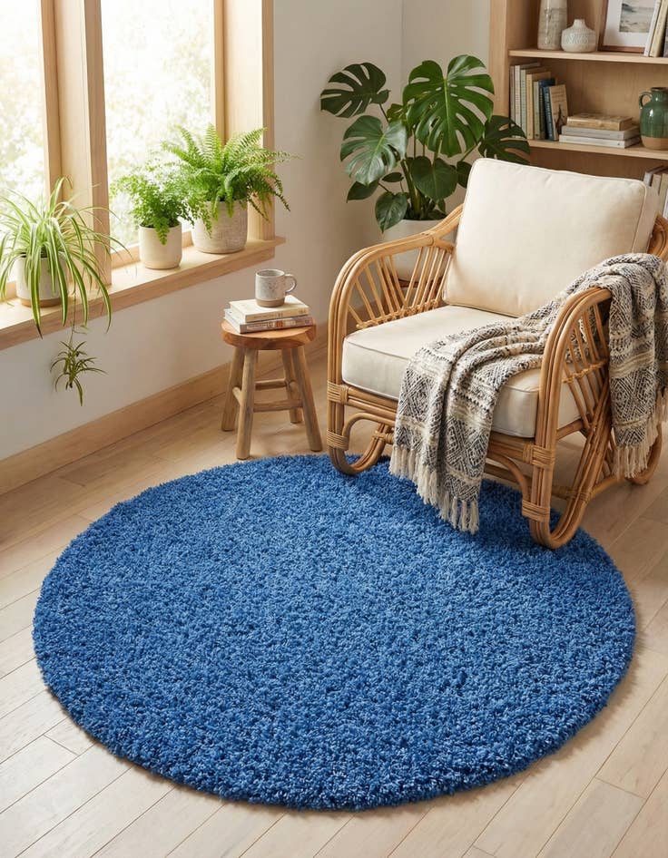 Detail image of  4' x 4' Solid Shag Round Rug