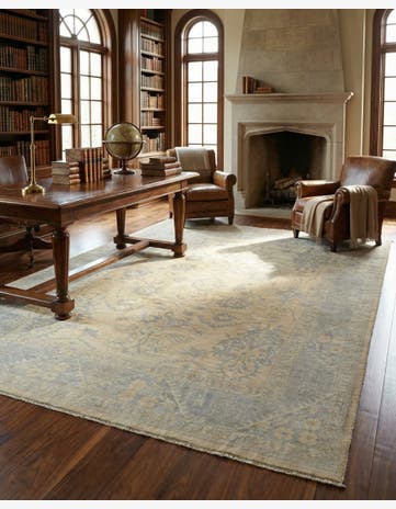 8' 7 x 12' 4 Hand Knotted Oushak Wool Rug