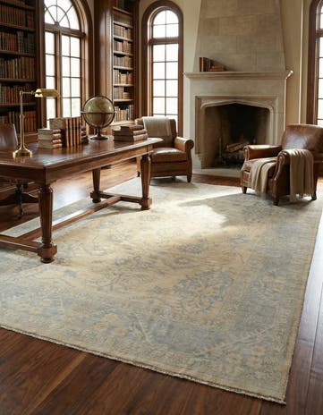 8' 7 x 12' 4 Hand Knotted Oushak Wool Rug