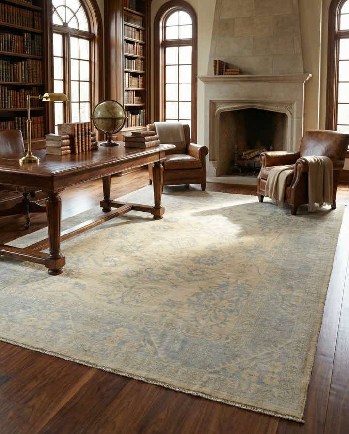 8' 7 x 12' 4 Hand Knotted Oushak Wool Rug