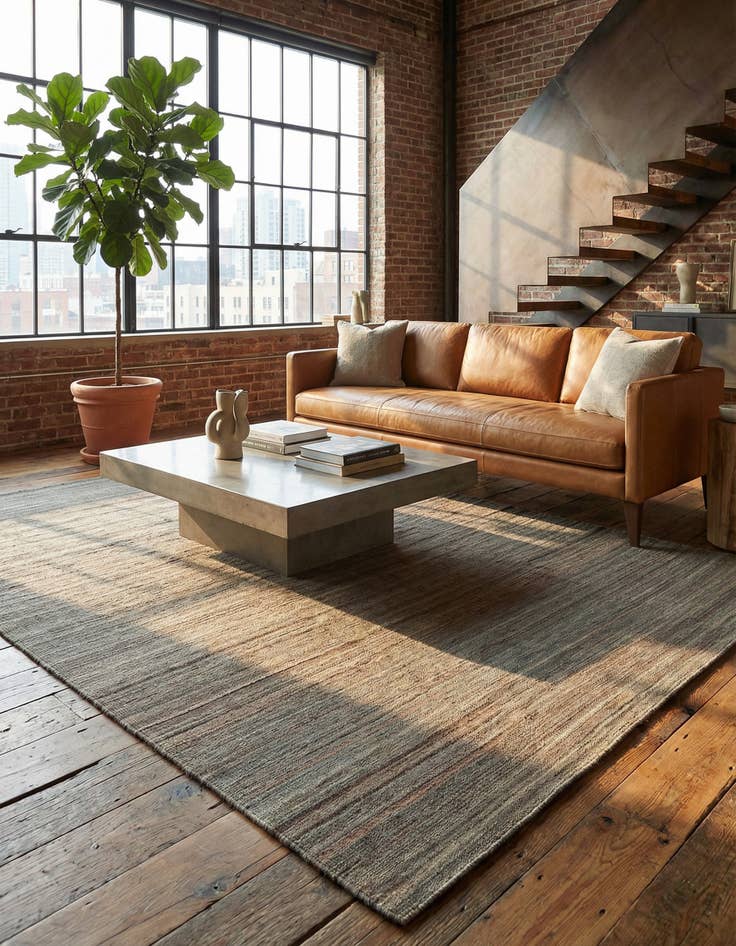 Detail image of 6' 9 x 9' 5 Hand Woven Kilim Modern Wool Rug