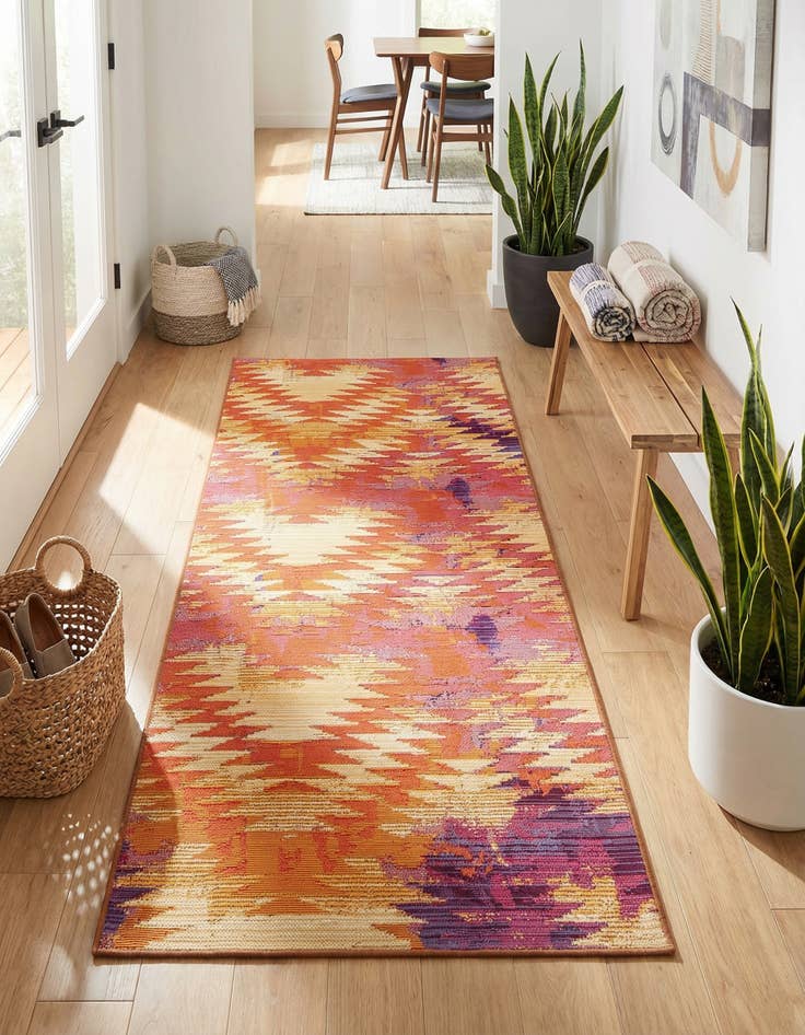 Detail image of 2' 7 x 5' 3  Washable Modern Indoor / Outdoor Runner Rug