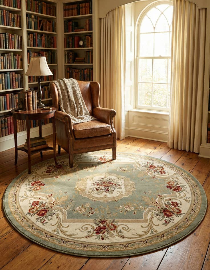 Detail image of 7' 10 x 7' 10 Classic Aubusson Round Rug