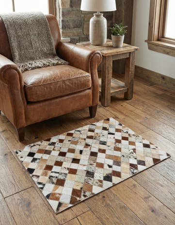 2' x 3' Cowhide Leather Rug