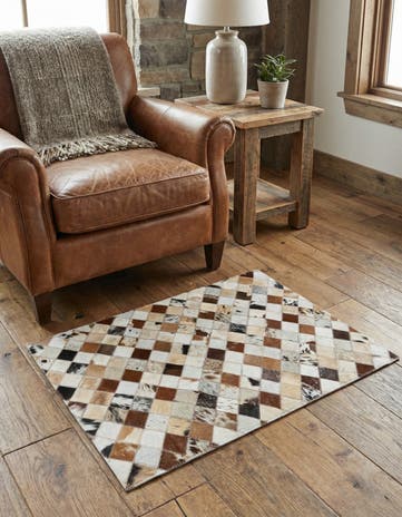 2' x 3' Cowhide Leather Rug