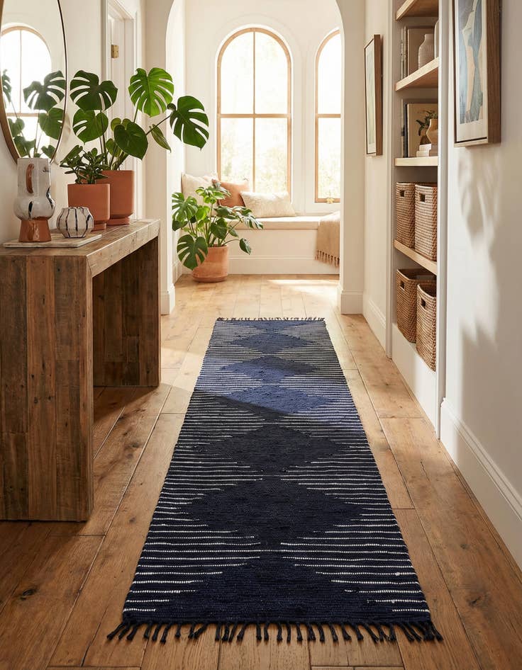 Detail image of 2' 7 x 13' 1 Hand Woven Chindi Cotton Runner Rug