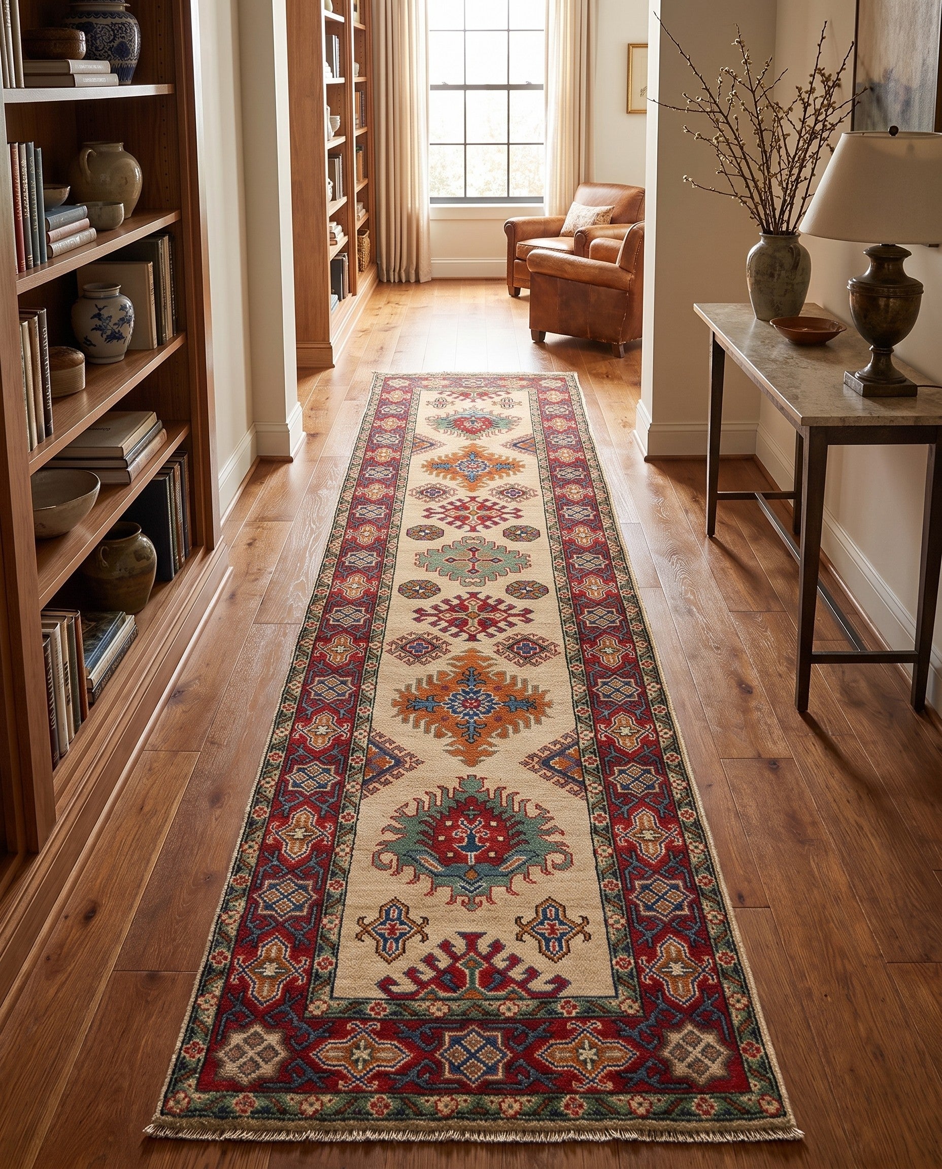 Detail image 3 of 10: 2' 7 x 10' Hand Knotted Kazak Runner Rug