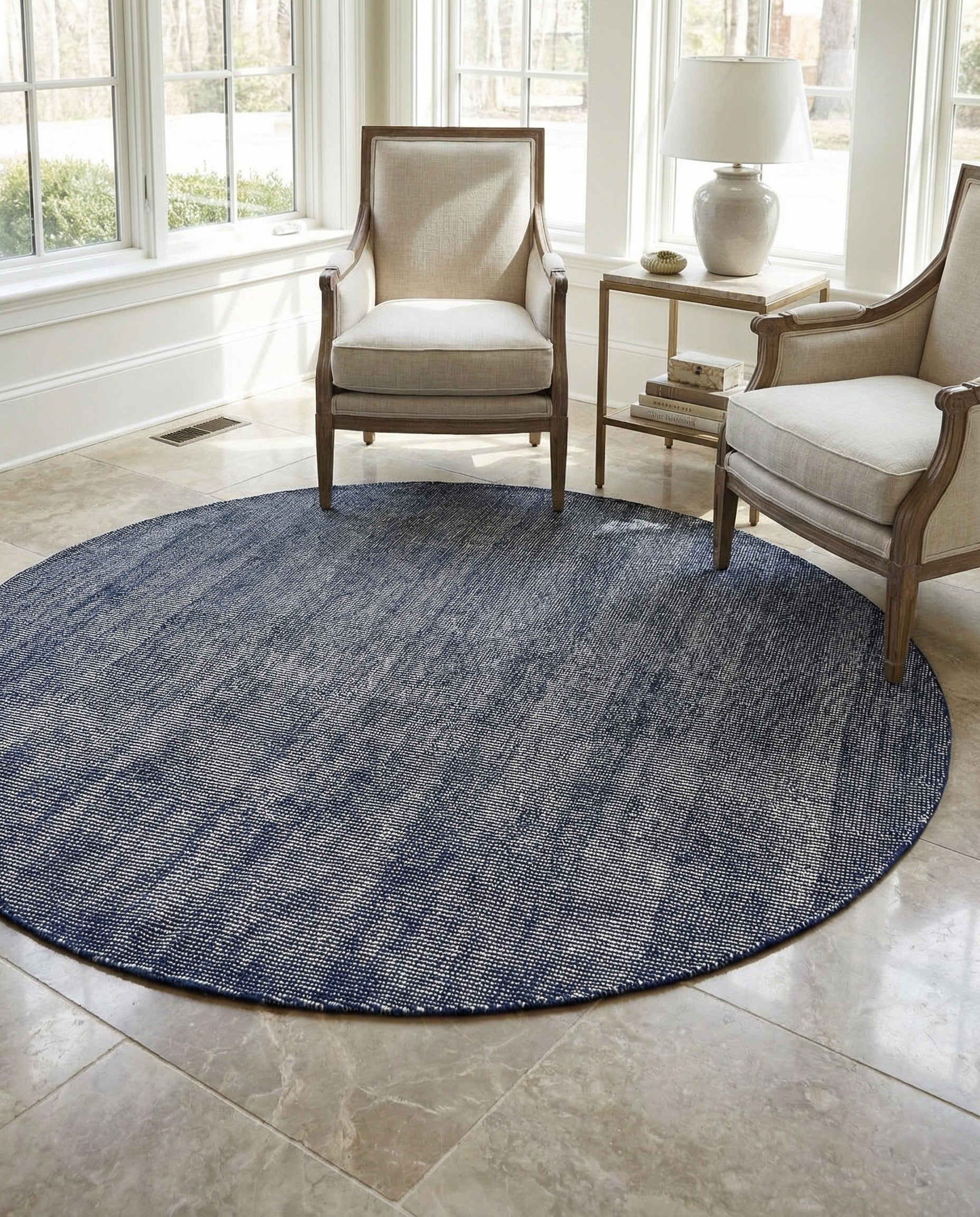 6' 11 x 6' 11 Hand Woven Jill Zarin English Manor Farmhouse Wool Round Rug
