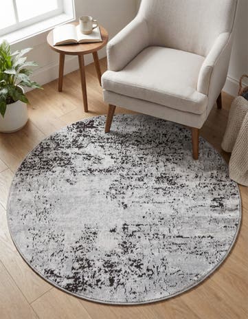 Gray Leipzig Round Rug