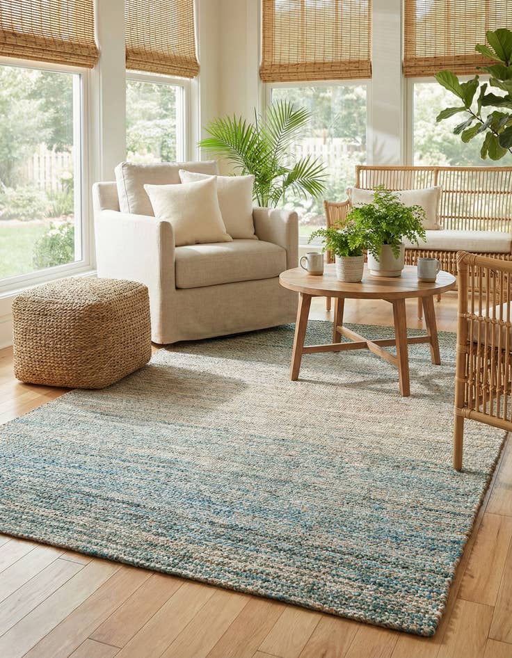 Detail image of 6' 1 x 9'  Hand Woven Chenille Jute Rug