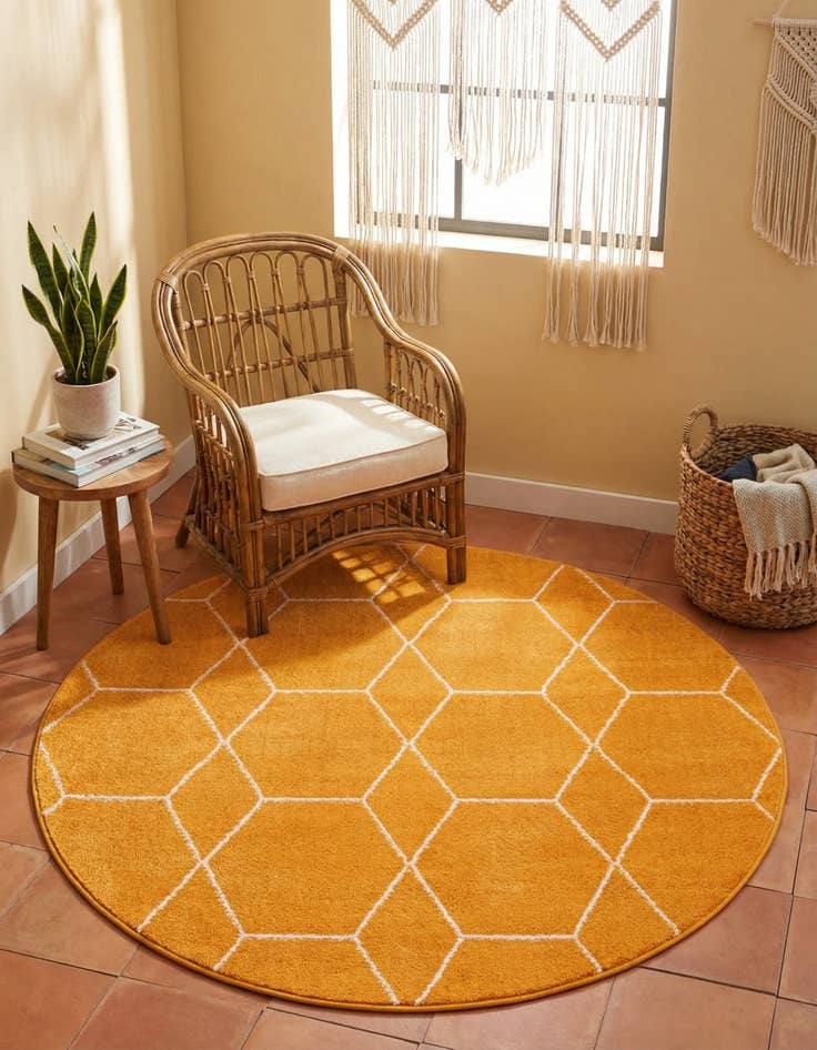 Detail image of 5' 3 x 5' 3 Lattice Frieze Round Rug