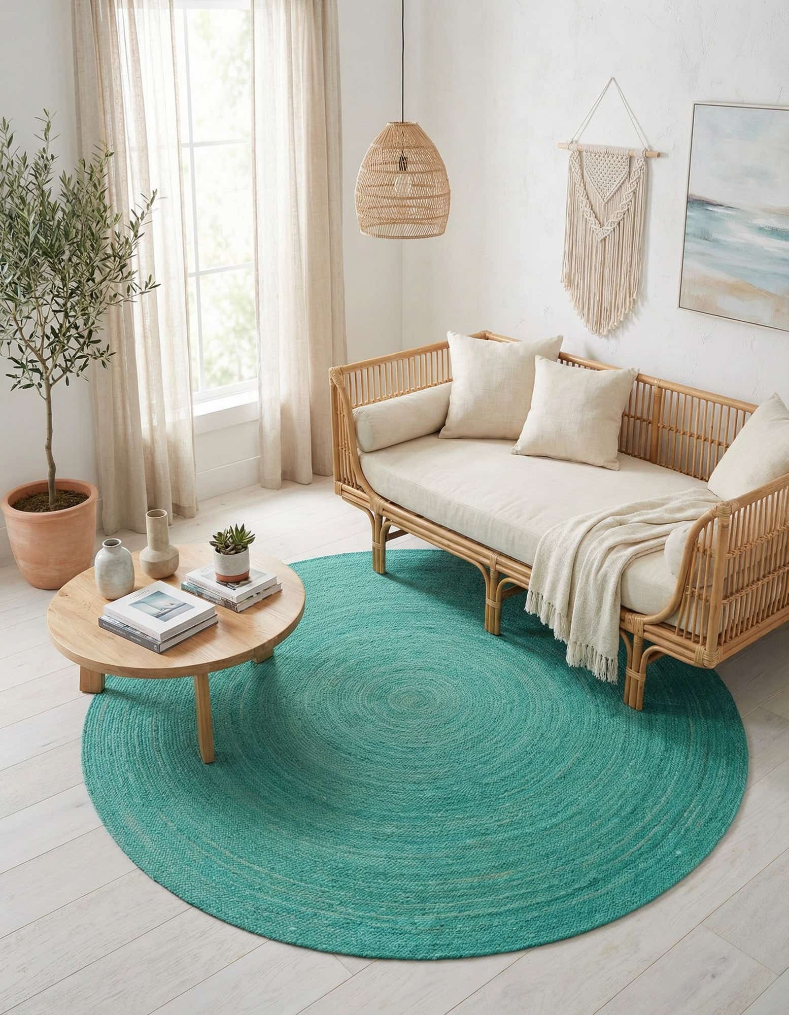 8' x 8' Handmade Braided Jute Round Rug