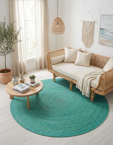 8' x 8' Handmade Braided Jute Round Rug