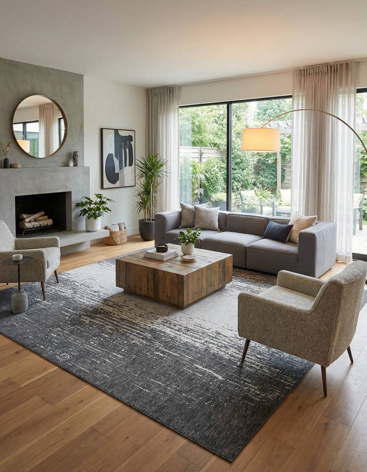 Detail image of 13' x 13'  Washable Modern Indoor / Outdoor Square Rug