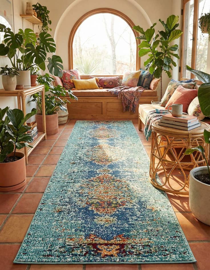 Detail image of 2' x 6' 9 Washable Carnevale Runner Rug