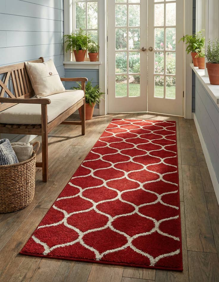 Detail image of 2' x 6' Lattice Frieze Runner Rug