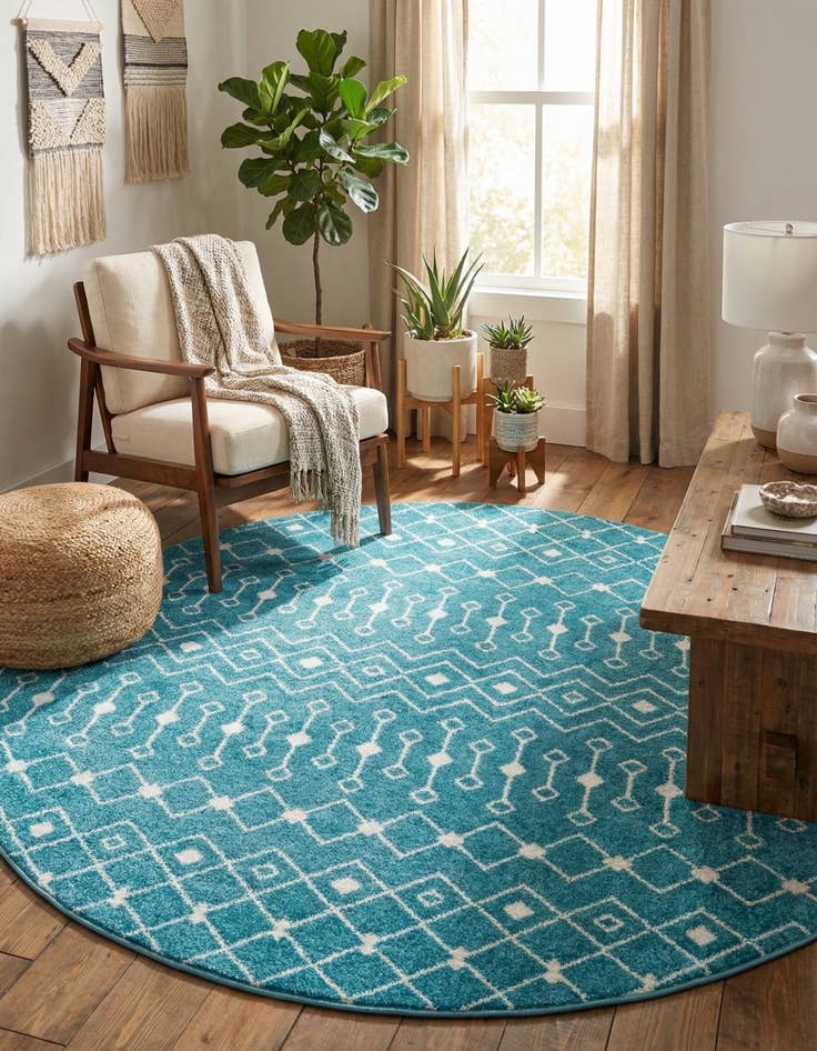 Detail image of 7' 10 x 7' 10 Moroccan Trellis Round Rug