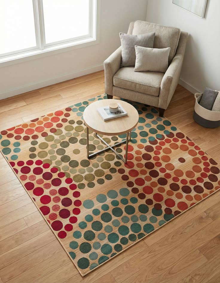 Detail image of 5' 3 x 5' 3 Easy-Clean Modern Indoor / Outdoor Square Rug