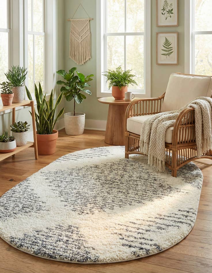 Detail image of 5' 3 x 8' Serenity Shag Oval Rug