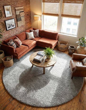 Light Gray Everyday Shag Round Rug