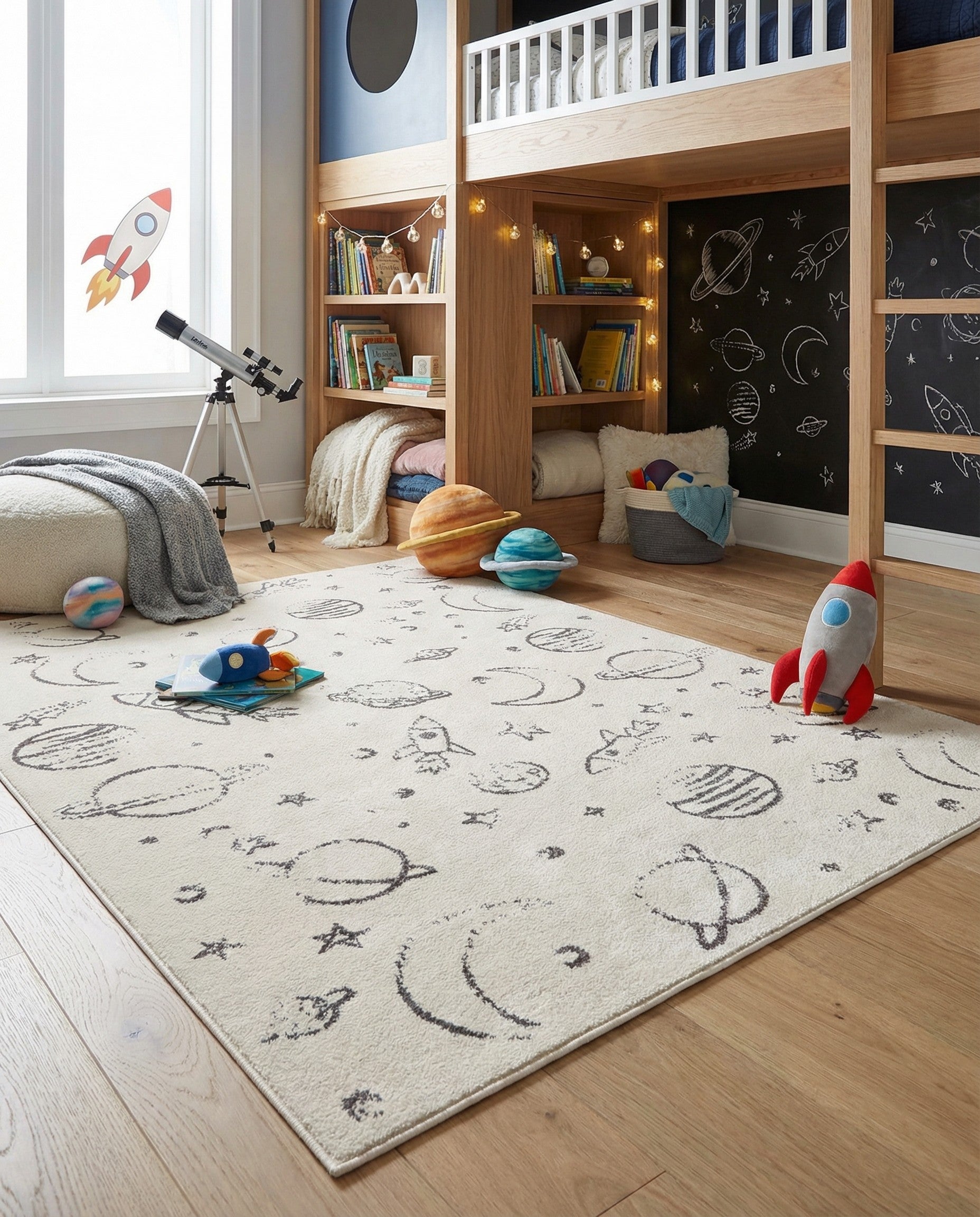5' 3 x 8' Planets Whimsy Kids Rug