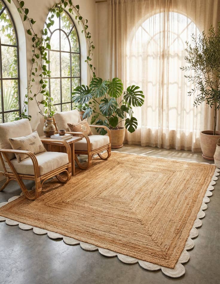 Detail image of 8' x 10'  Hand Scallop Braided Jute Rug