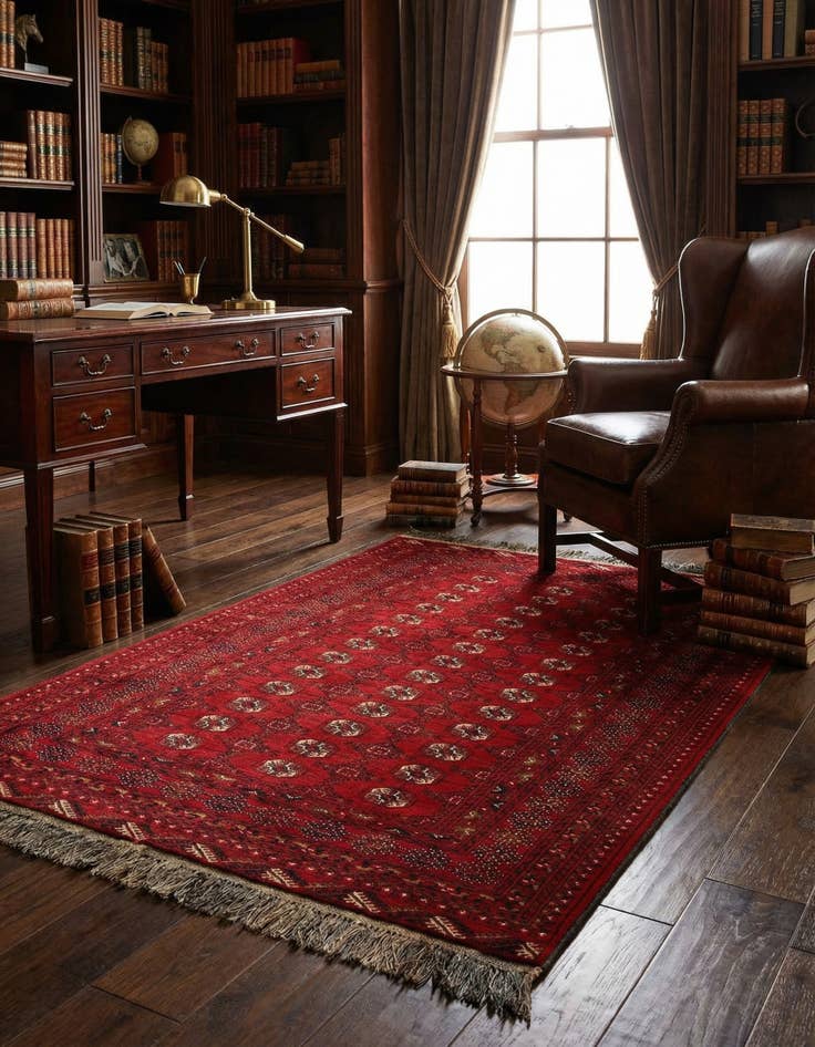 Detail image of 4' 1 x 6' 4 Hand Knotted Afghan Akhche Wool Rug