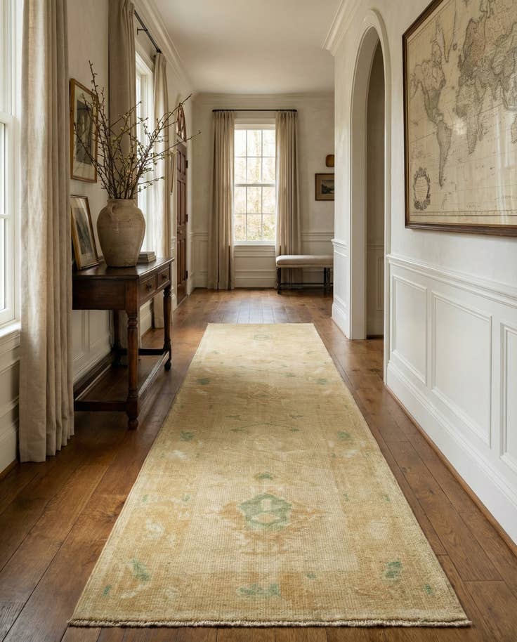 Detail image of 2' 8 x 10' 2 Hand Knotted Oushak Wool Runner Rug