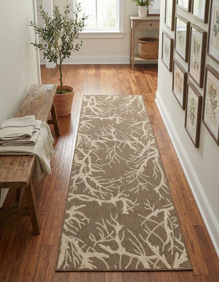 Detail image of 2' x 6' Washable Botanical Indoor / Outdoor Runner Rug