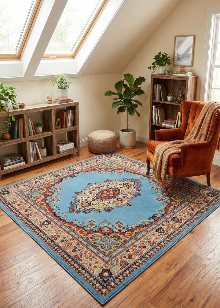 7' 10 x 7' 10 Mashad Design Square Rug