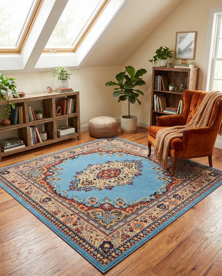 Detail image of 7' 10 x 7' 10 Mashad Design Square Rug