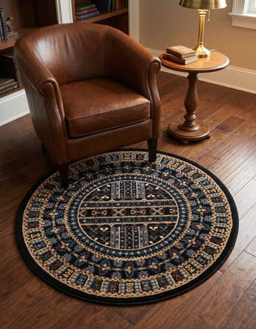 Black Bokhara Round Rug