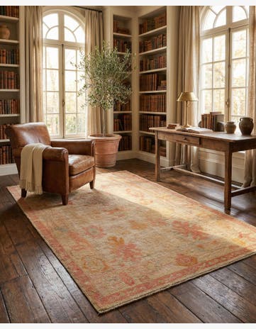 4' 4 x 6' 3 Hand Knotted Oushak Wool Rug