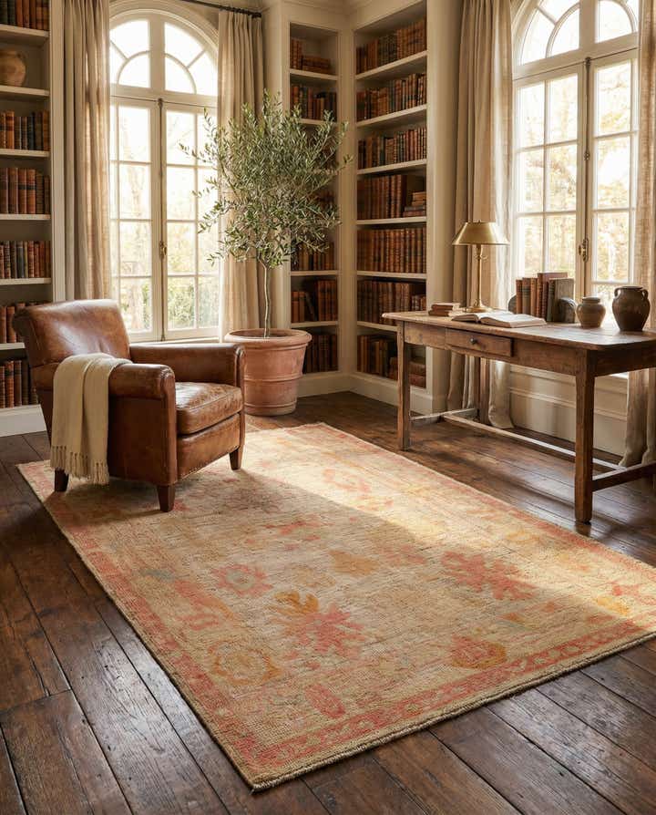 4' 4 x 6' 3 Hand Knotted Oushak Wool Rug