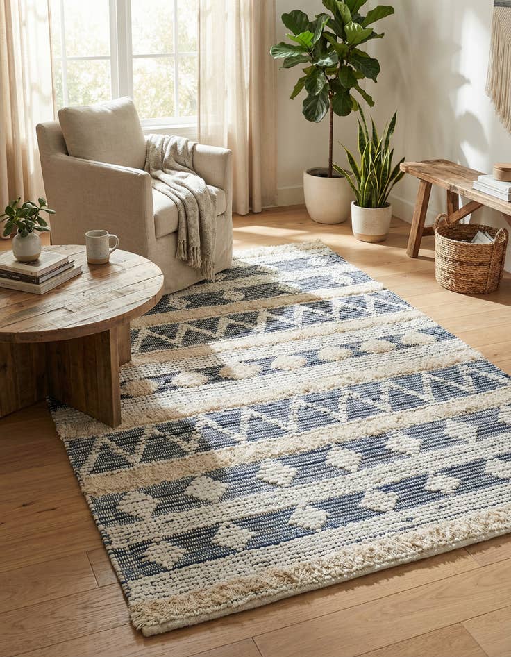 Detail image of 5' 1 x 8' Hand Woven Cotton Chindi Rug