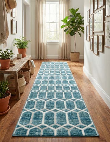 2' 7 x 13' Lattice Trellis Runner Rug